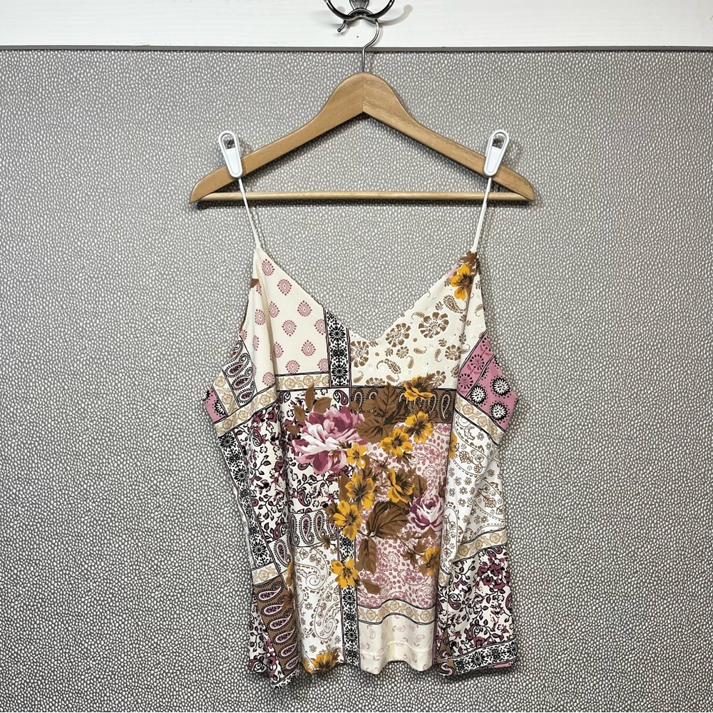🆕 1X Maurices Patchwork Crepe Camisole Tank Top Bohemian NWT